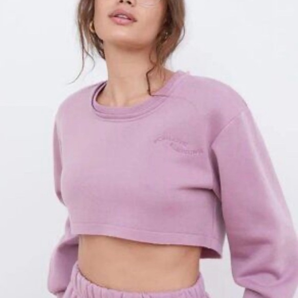 For Love And Lemons Josie Cropped Sweatshirt NWT - Picture 1 of 3